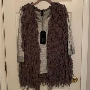 Elan USA Grey Shaggy Vest Size Large